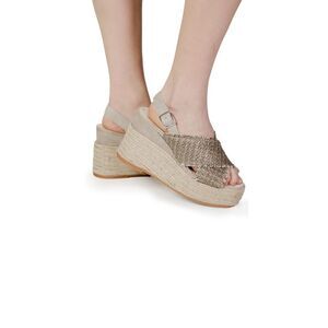 Espadrilles Bronze Cotton High Heel Women's Pumps